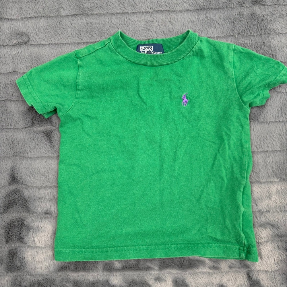 Polo Ralph Lauren Kids Green Cotton Short Sleeve T-Shirt Purple Pony 18M